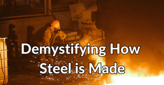person melting steel in an industrial setting