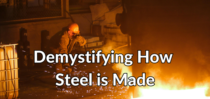person melting steel in an industrial setting